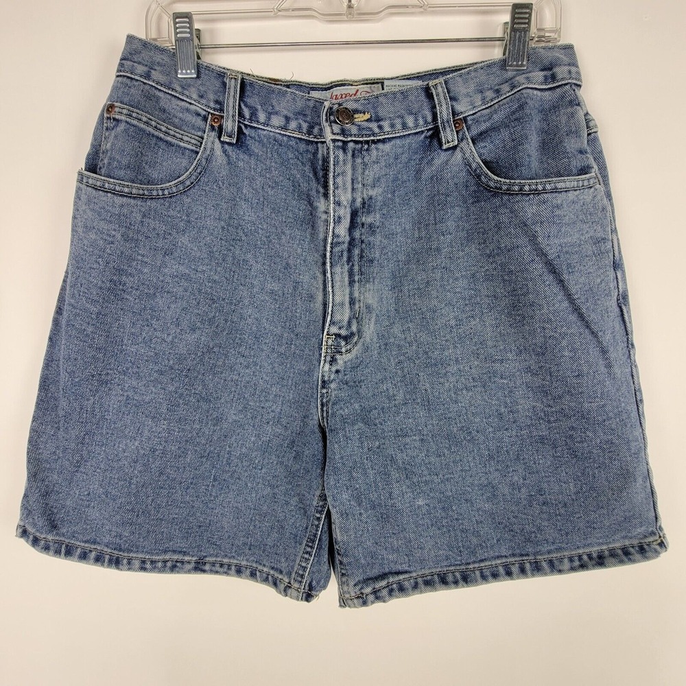 Vintage St Johns Bay Denim Mom Shorts Womens Size 14P High Rise 90s Distressed